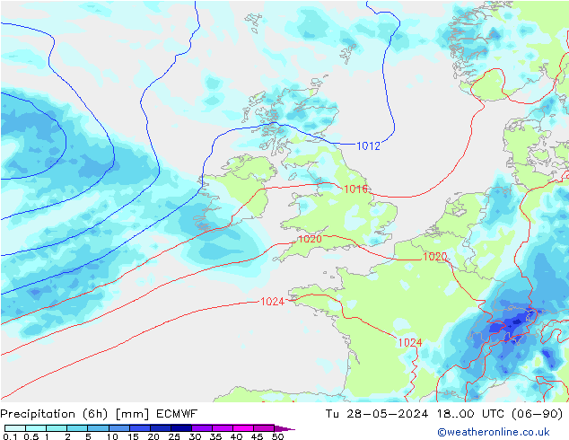 Z500/Rain (+SLP)/Z850 ECMWF Tu 28.05.2024 00 UTC