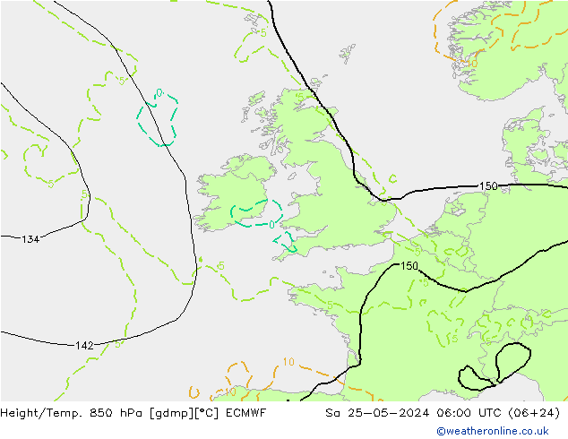 Z500/Rain (+SLP)/Z850 ECMWF Sáb 25.05.2024 06 UTC