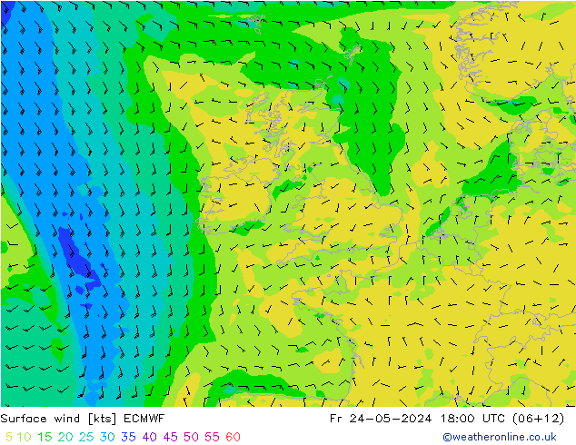 Vent 10 m ECMWF ven 24.05.2024 18 UTC