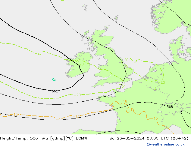 Z500/Rain (+SLP)/Z850 ECMWF Su 26.05.2024 00 UTC