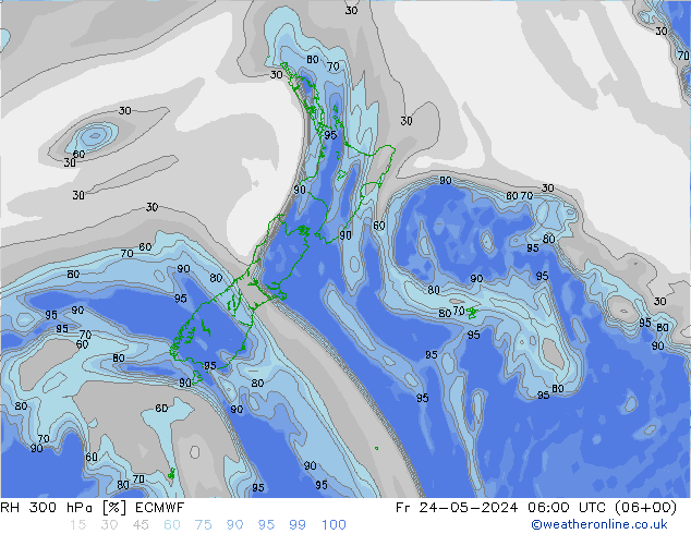 RH 300 hPa ECMWF Fr 24.05.2024 06 UTC