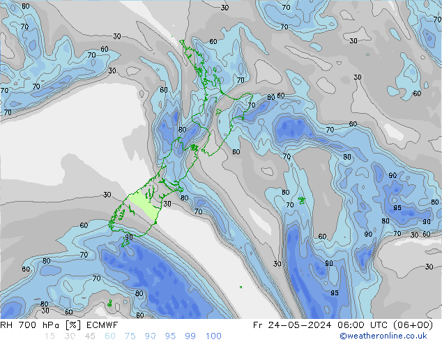 RH 700 hPa ECMWF Fr 24.05.2024 06 UTC