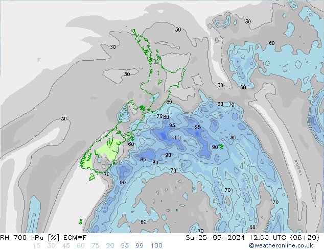 RH 700 hPa ECMWF So 25.05.2024 12 UTC