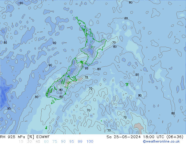 RH 925 hPa ECMWF Sáb 25.05.2024 18 UTC