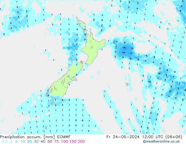 Precipitation accum. ECMWF Fr 24.05.2024 12 UTC