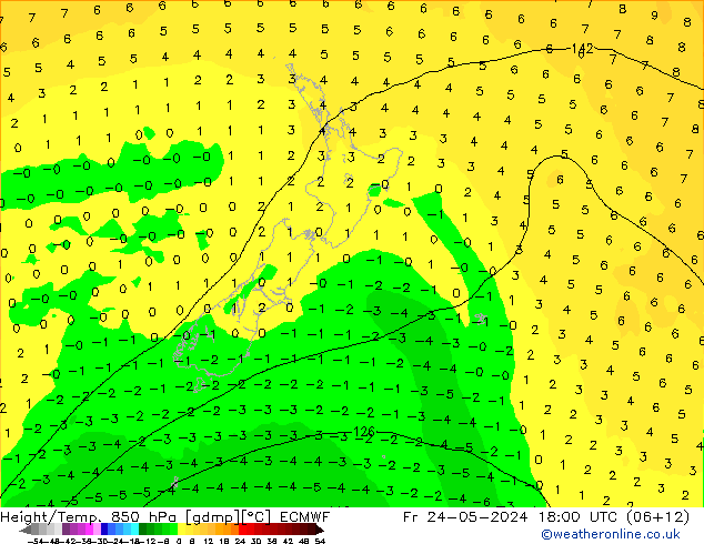 Z500/Rain (+SLP)/Z850 ECMWF Fr 24.05.2024 18 UTC