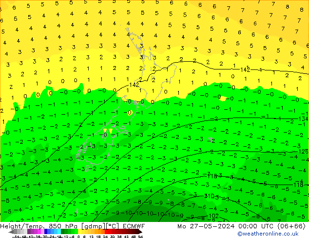 Z500/Rain (+SLP)/Z850 ECMWF Mo 27.05.2024 00 UTC