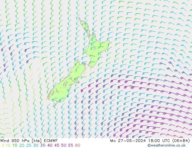 Vent 950 hPa ECMWF lun 27.05.2024 18 UTC