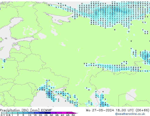 Z500/Rain (+SLP)/Z850 ECMWF pon. 27.05.2024 00 UTC