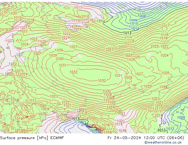 Pressione al suolo ECMWF ven 24.05.2024 12 UTC