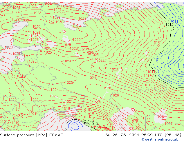 pressão do solo ECMWF Dom 26.05.2024 06 UTC