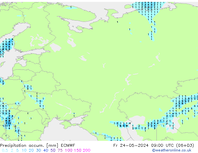 Precipitation accum. ECMWF Fr 24.05.2024 09 UTC