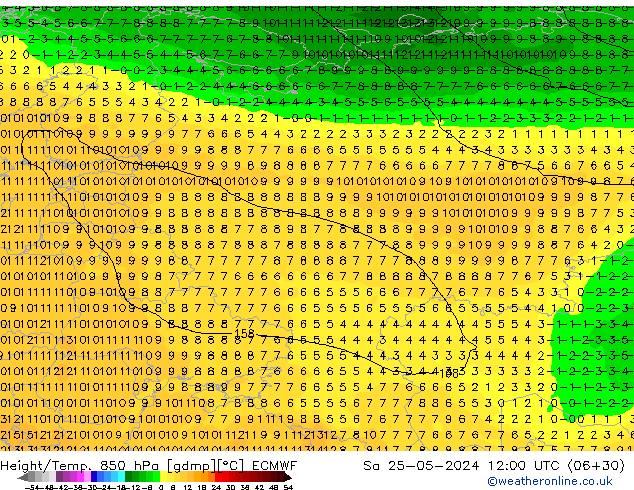 Z500/Yağmur (+YB)/Z850 ECMWF Cts 25.05.2024 12 UTC