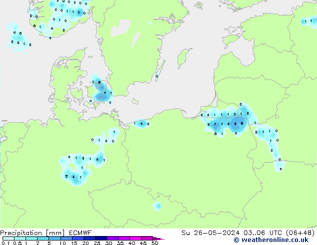 Precipitation ECMWF Su 26.05.2024 06 UTC