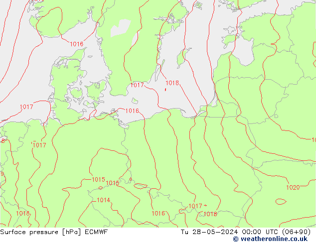 Atmosférický tlak ECMWF Út 28.05.2024 00 UTC