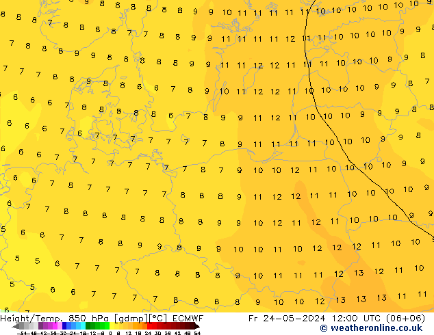 Z500/Regen(+SLP)/Z850 ECMWF vr 24.05.2024 12 UTC