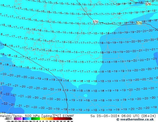 Yükseklik/Sıc. 500 hPa ECMWF Cts 25.05.2024 06 UTC