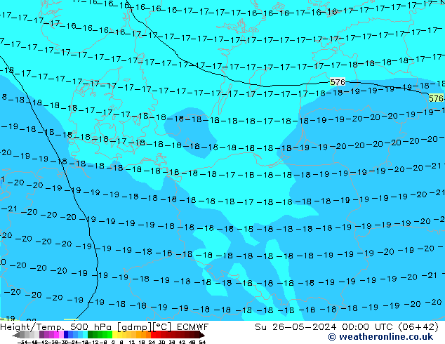 Height/Temp. 500 гПа ECMWF Вс 26.05.2024 00 UTC