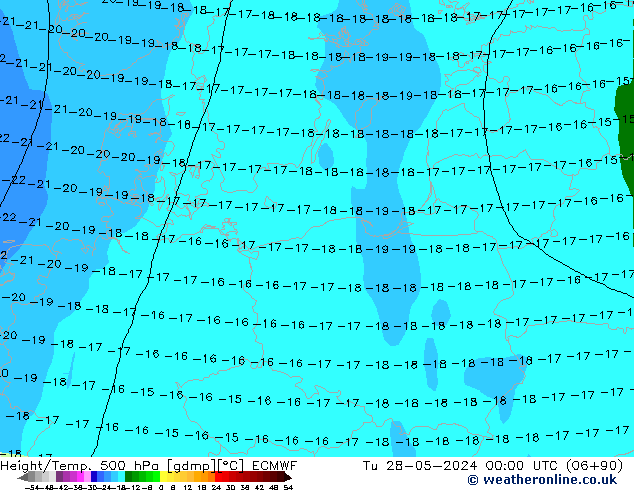 Height/Temp. 500 hPa ECMWF  28.05.2024 00 UTC