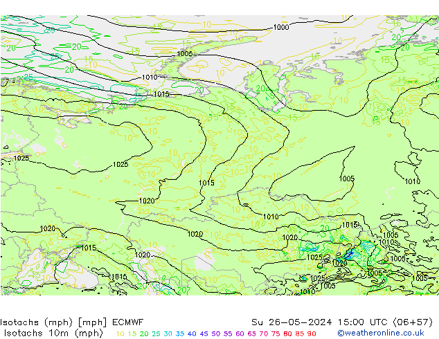 Isotachs (mph) ECMWF Su 26.05.2024 15 UTC