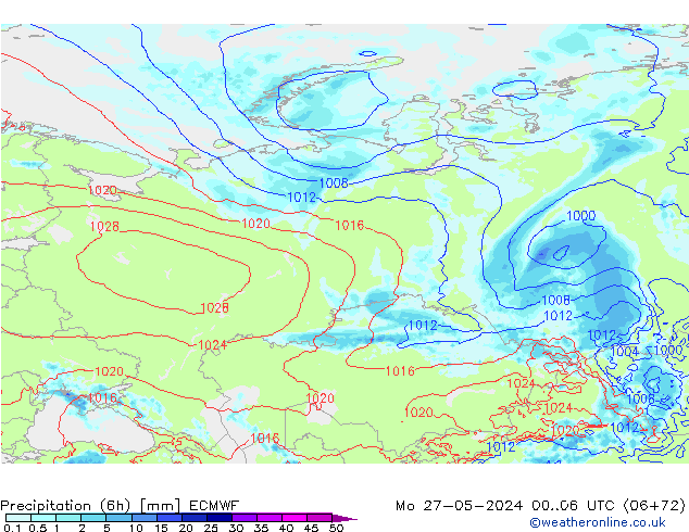 Z500/Rain (+SLP)/Z850 ECMWF lun 27.05.2024 06 UTC