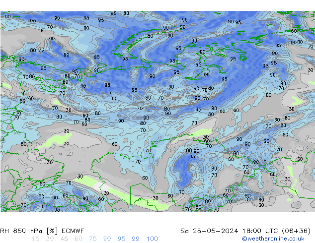 RH 850 hPa ECMWF Sáb 25.05.2024 18 UTC