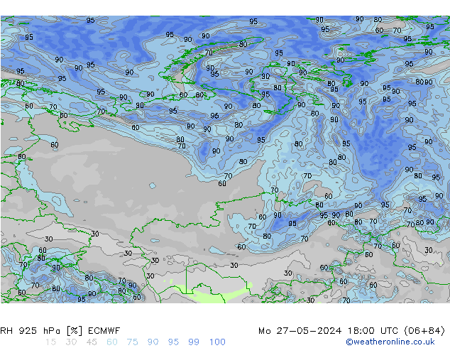 RH 925 hPa ECMWF Seg 27.05.2024 18 UTC