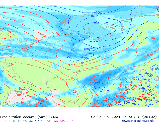 Precipitation accum. ECMWF So 25.05.2024 15 UTC