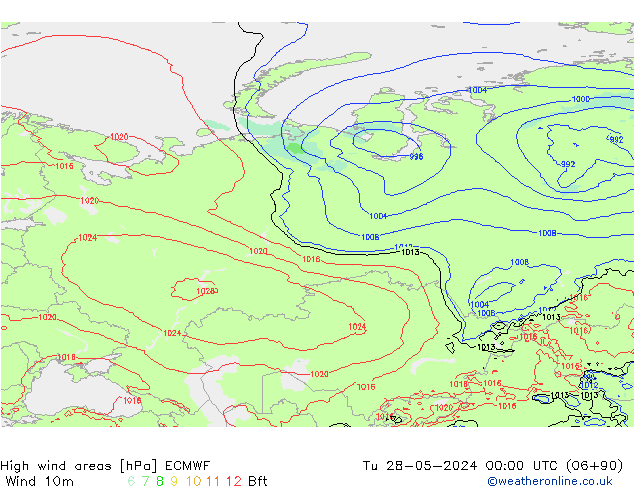 Windvelden ECMWF di 28.05.2024 00 UTC