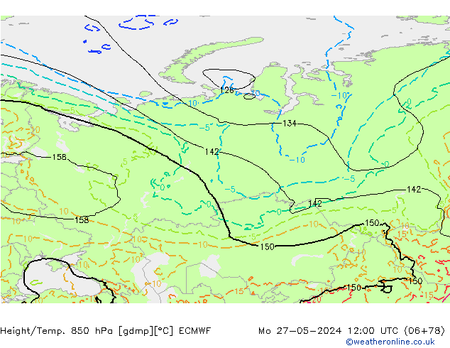 Z500/Rain (+SLP)/Z850 ECMWF lun 27.05.2024 12 UTC