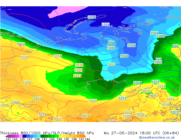 850-1000 hPa Kalınlığı ECMWF Pzt 27.05.2024 18 UTC