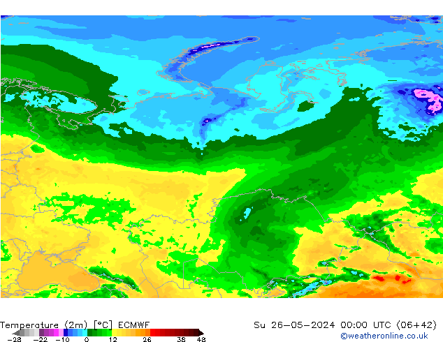 température (2m) ECMWF dim 26.05.2024 00 UTC