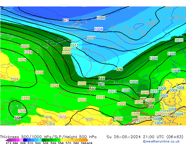 Thck 500-1000hPa ECMWF nie. 26.05.2024 21 UTC