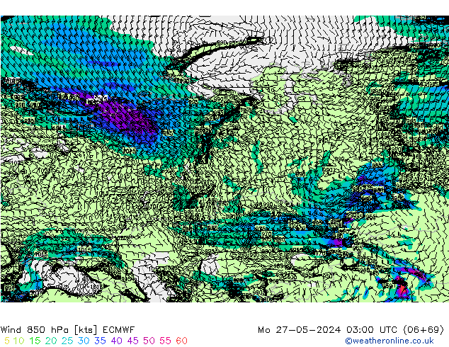 Viento 850 hPa ECMWF lun 27.05.2024 03 UTC