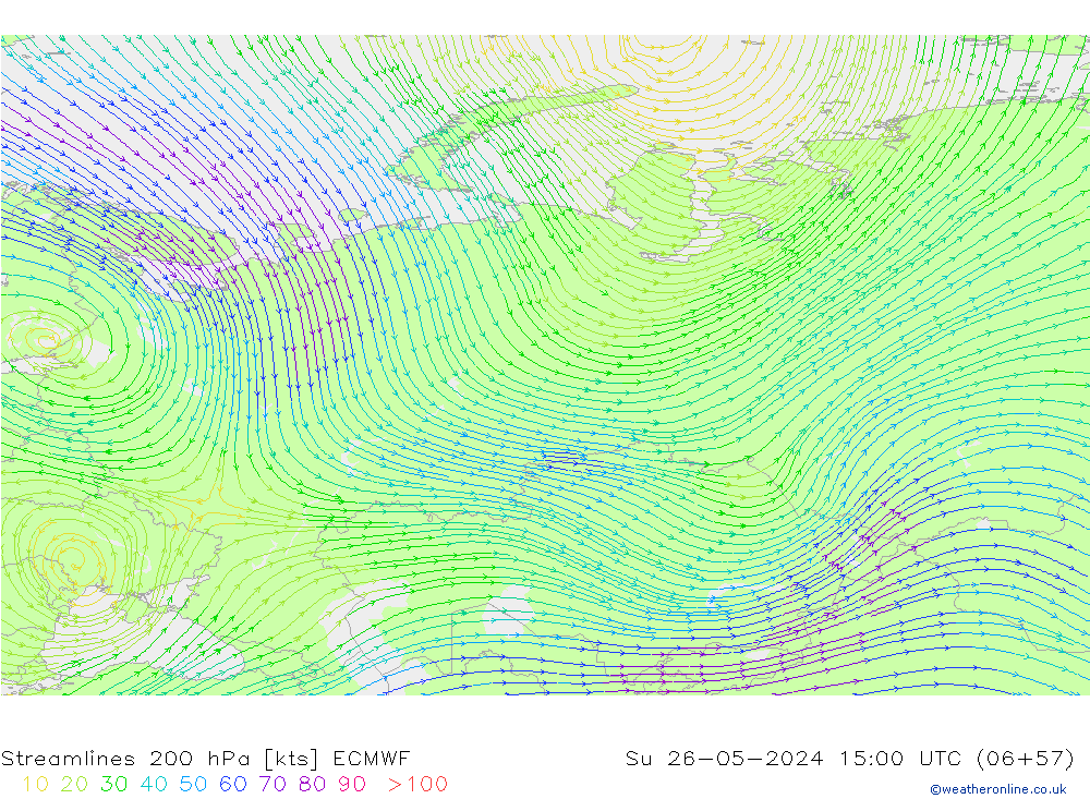Streamlines 200 hPa ECMWF Su 26.05.2024 15 UTC