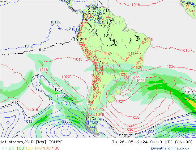 Jet stream/SLP ECMWF Tu 28.05.2024 00 UTC