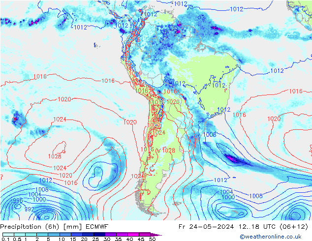 Z500/Rain (+SLP)/Z850 ECMWF vie 24.05.2024 18 UTC