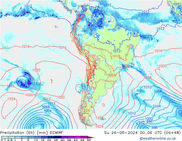 Z500/Rain (+SLP)/Z850 ECMWF So 26.05.2024 06 UTC