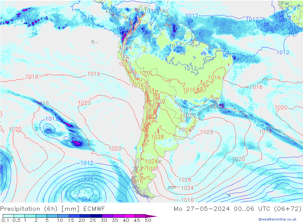 Z500/Rain (+SLP)/Z850 ECMWF Mo 27.05.2024 06 UTC