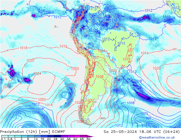 Précipitation (12h) ECMWF sam 25.05.2024 06 UTC