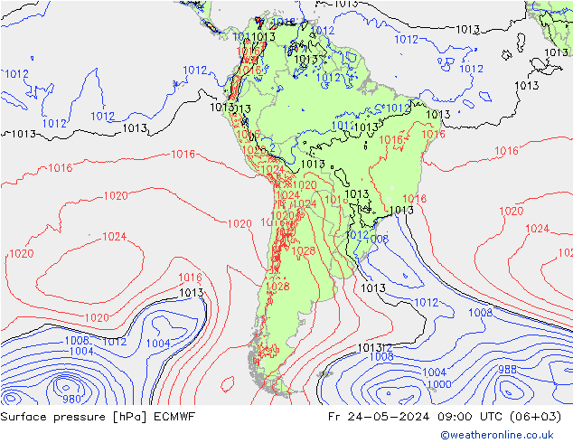 Yer basıncı ECMWF Cu 24.05.2024 09 UTC