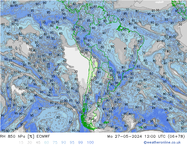 RH 850 hPa ECMWF Po 27.05.2024 12 UTC