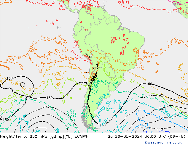 Z500/Rain (+SLP)/Z850 ECMWF So 26.05.2024 06 UTC