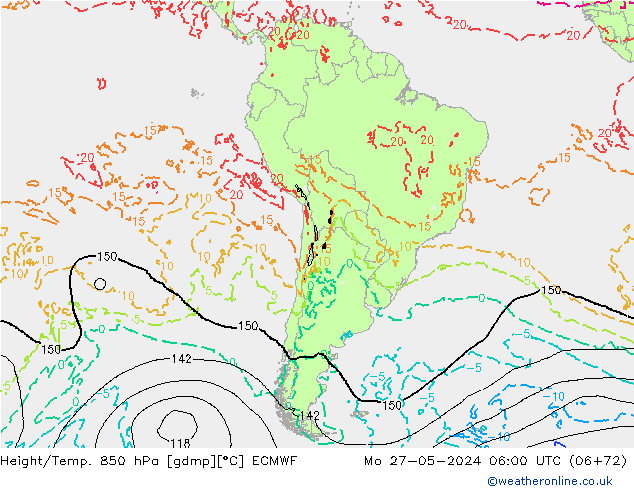 Z500/Rain (+SLP)/Z850 ECMWF Po 27.05.2024 06 UTC