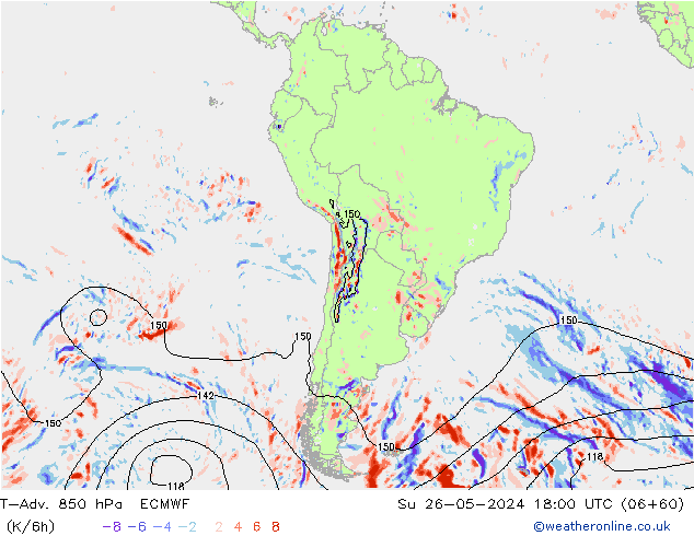 T-Adv. 850 hPa ECMWF So 26.05.2024 18 UTC