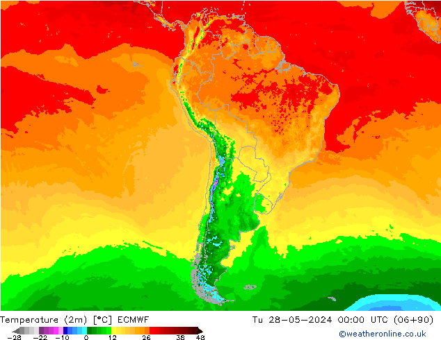 Sıcaklık Haritası (2m) ECMWF Sa 28.05.2024 00 UTC