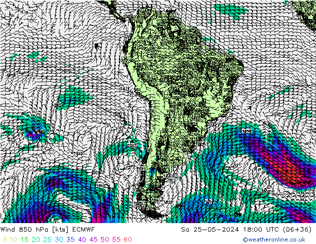 Wind 850 hPa ECMWF Sa 25.05.2024 18 UTC