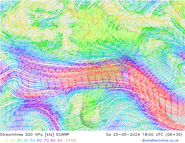 ветер 200 гПа ECMWF сб 25.05.2024 18 UTC