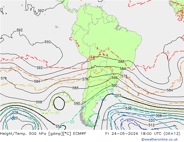 Z500/Rain (+SLP)/Z850 ECMWF vie 24.05.2024 18 UTC