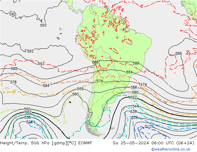 Z500/Regen(+SLP)/Z850 ECMWF za 25.05.2024 06 UTC